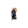 Robe noire très courte wetlook ras de cou 